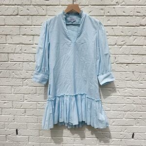 Olivia James The Label Baby Blue Ruffle Hem Mini Dress XS Preppy Easter Spring